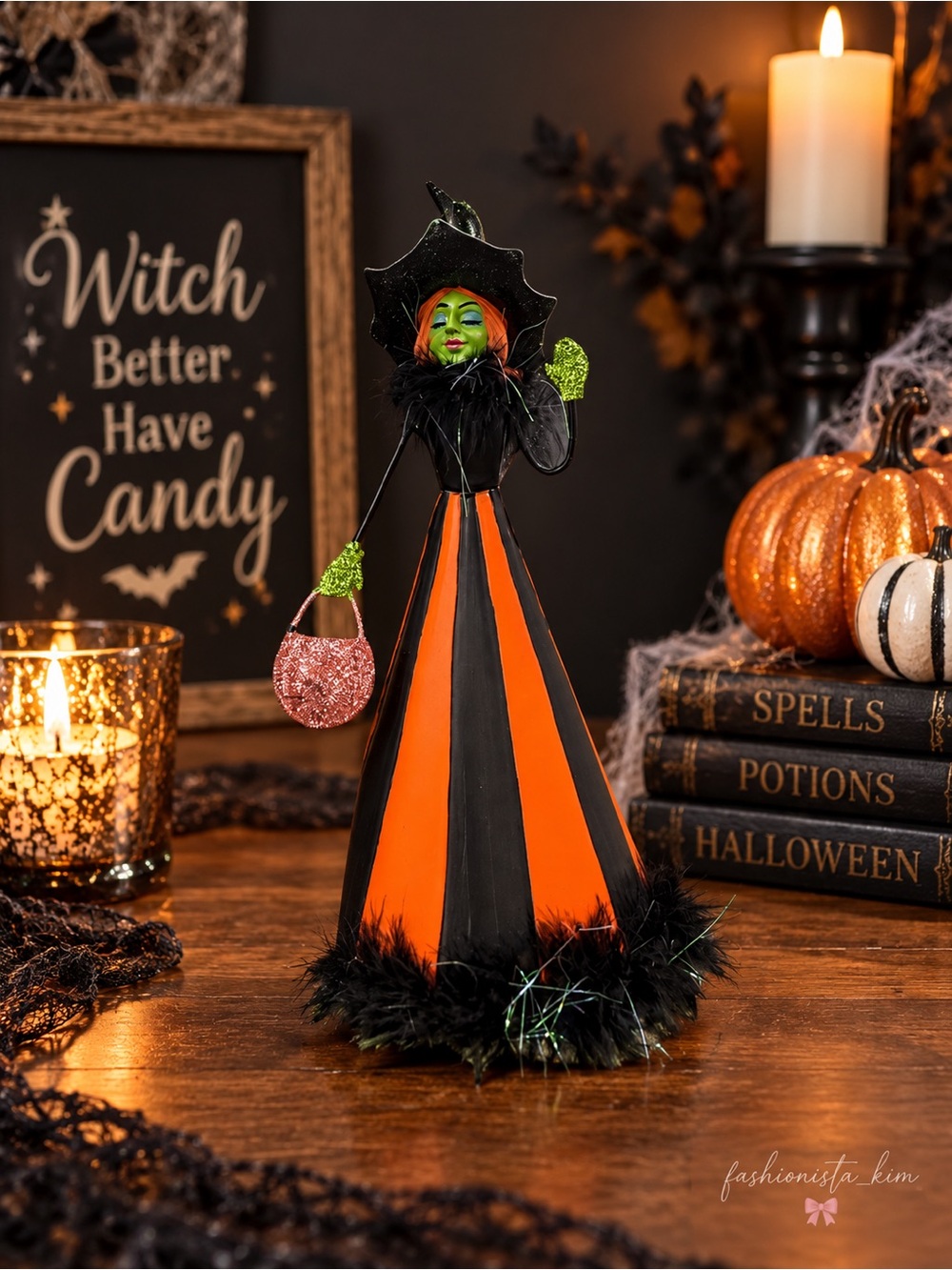 Green witch decor Ghoulish Halloween